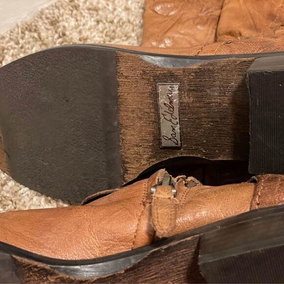 Sam Edelman Presley Riding Textured Wrinkled Leather Western Boot Size 8 - Picture 10 of 10